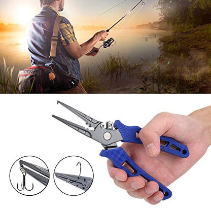 Fishing Lure Pliers Hook Remover Controller Scissors Tool for Fishing Control Blue