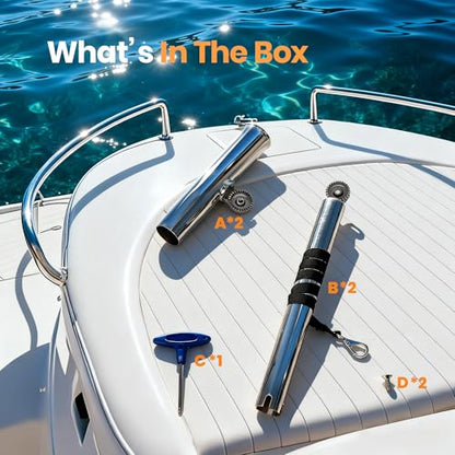 Outrigger Fishing Rod Holders for Trolling 2 Pack,Stainless Steel Fishing Pole Holder Outrigger for Marine Yacht, Boat, Kayak, Camper, Truck, RV