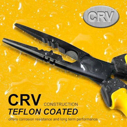 Hanpex-7 inch Fishing Pliers with Anti-rust Teflon coated, Freshwater/Saltwater Fishing Tools, Comfort Grip Handles Fishing Gear Idea for Fishing Trip - style: 7" Straight Nose