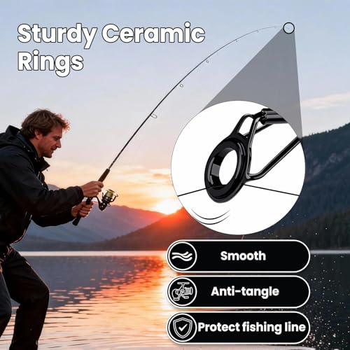 FishTrip Rod Tip Repair Kit, 20/60/70/90/230pcs Fishing Rod Tips Replacement Kit Stainless Steel Ceramic Guides Ring Fishing Pole Eyelets Repair Kit - color: A_20pcs