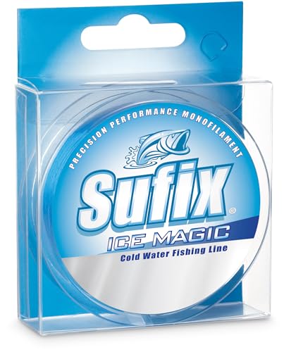 Sufix Ice Magic Fishing Line, Low-Temperature, All-Purpose Ice Fishing Monofilament for Smooth Handling and Cold-Weather Performance, 3 LB, Glacier Blue