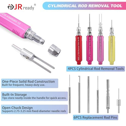 JRready ST5390 Terminal Removal Tool Kit Automotive Upgraded Depinning Tool with Replacement Tips for Delphi/Harting/TE/AMP/MOLEX/ITT/Anderson/Heavy Duty Connectors Electrical Pin Extractor 40PCS - size: 12PCS Pin Extractor+28PCS Replacement Tips