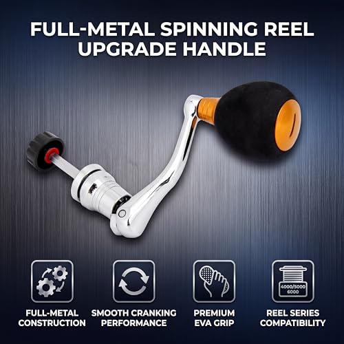 Socobeta Fishing Spinning Reels Replacement Grip, Metal EVA Handle Fishing Spinning Reel Handle Professional for Replacement (4000 5000 6000 Large Size)