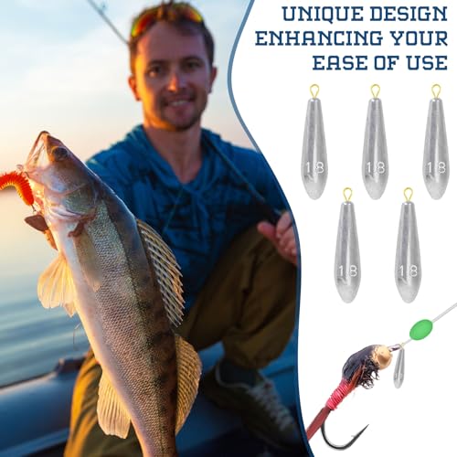 Landhoow Drop Shot Fishing Sinker Weights Kit Freshwater Catfishing Fishing Sinker Bass Casting Removable Line Saltwater Streamlined Snap Weight for Trolling Surf Tackle - size: 1.8 oz