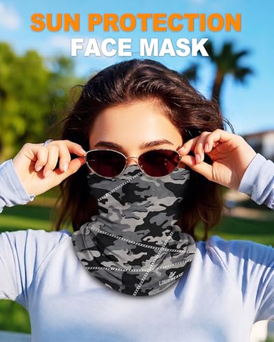 4Pack Neck Gaiter for Men Women Face Cover Mask Head Wrap Balaclava Headwear Bandana Headband Magic Scarf - color: A-camo-2