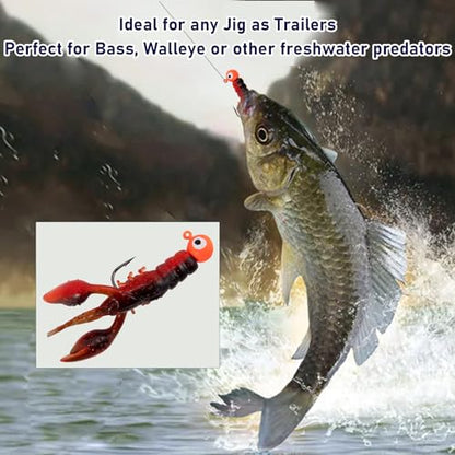 Dr.Fish 8 Pack Crawfish Soft Lure 2.5'' Plastic Soft Fishing Lures Bass Fishing Artificial Crayfish Baits Swimbait for Crappie Trout Walleye Perch Bluegill Panfish