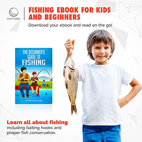 Kid’s Fishing Pole Kit with Spinning Reel - 62 Piece Tackle Bag, 4lb Line - Including Beginner’s Guide eBook - Toddler Fishing Pole Combo - Youth Telescopic Portable Rod - Kids Fishing Gear