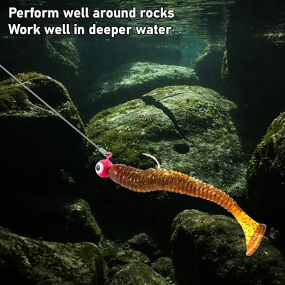 Dr.Fish 20 Pack Fishing Jig Heads, Crappie Jigs Round Ball Sickle Hooks Freshwater Fishing Hook Lures Bass Trout Panfish Bluegill - color: Pink, size: 1/8oz-#2 Hook