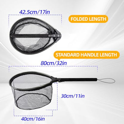 Floating Fishing Net with Handle,Topline Tackle Landing Net with Aluminum Frame,Foldable & Lightweight Fish Net for Kayak,Boat,Fly,Trout,Minnow,Bass,Catfish,Fishing Gear and Gift for Men