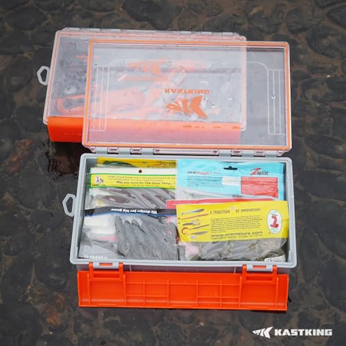 KastKing HyperSeal Waterproof Tackle Box, 3700 Deep Tackle Trays, Fishing Tackle Box Organizer With Exterior Stickers, Fishing Gear & Fishing Accessories Storage, 2 Packs No Compartment - size: 3700 Deep(2 Packs no compartment)