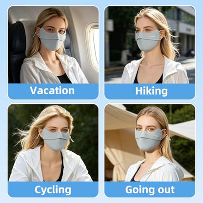 UPF 50+ UV Sun Protection Face Mask, Unisex Breathable Cooling Face Cover Sun UV Protection Ear Loops for Outdoor Activities - color: Lunar Gray