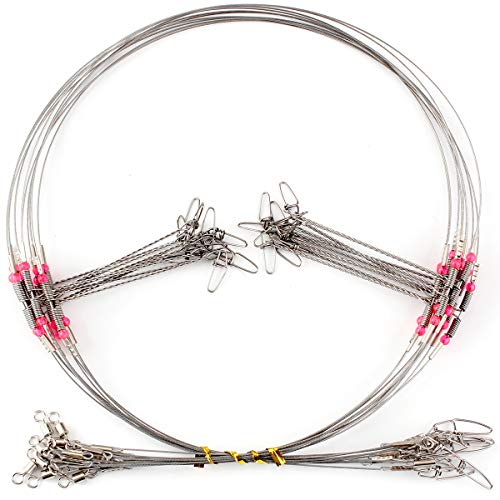 Fishing Leaders, Fish Line Stainless Steel Wire with Swivels Snap Connect Fishing Gear and Equipment Tackle Kit, for Lures Bait Rig Or Hooks, Fishing Gift - color: 10PCS High Low Rig