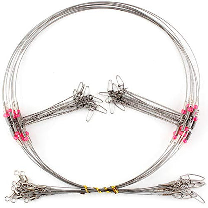 Fishing Leaders, Fish Line Stainless Steel Wire with Swivels Snap Connect Fishing Gear and Equipment Tackle Kit, for Lures Bait Rig Or Hooks, Fishing Gift - color: 10PCS High Low Rig