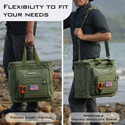 KastKing Fishing Tackle Bags - Saltwater & Freshwater Fishing Bags - Water Resistant, Padded Shoulder Strap - Gear Storage - color: Green--Large, size: Large