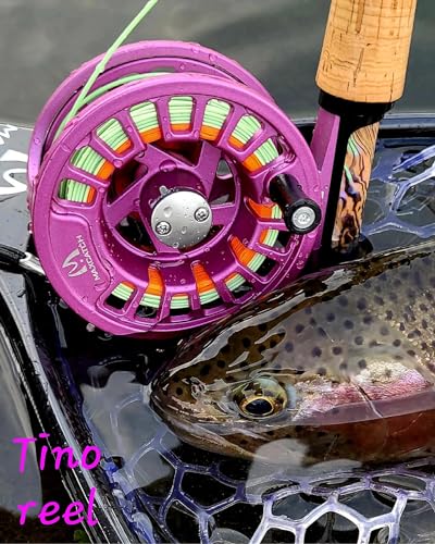 Maxcatch Tino Fly Fishing Reel, Large Arbor All Aluminum with CNC Cutting Trout Fly Reels, 3/4 5/6 7/8wt - color: Reel Only (Purple), size: 7/8wt