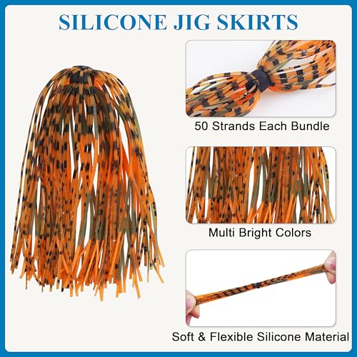 OROOTL Silicone Jig Skirts Spinnerbait Skirt Replacement Bass Fishing Lures for DIY Spinner Baits Buzzbaits Squid Jig Accessories - color: D-Skirts-18pcs