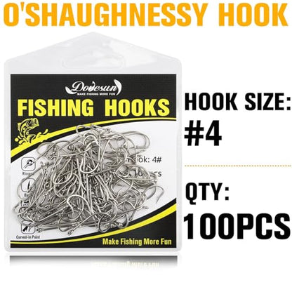 Dovesun Fishing Hooks Saltwater O'Shaughnessy Fishing Hooks 100/80/70/60/50pcs Stainless Steel Forged J Hooks Trolling Sea Bass Striper Cod Bluefish Striped Bass 1# 2# 4# 6# 1/0-8/0 - color: Size:4#*100PCS