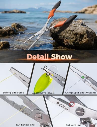 Fish Gripper 9.2",Muti-Function Line Cutter Fishing Pliers, Saltwater Fishing Tool Kit,Fishing Gear with Fishing Lanyard - color: 8"Fishing Pliers Orange