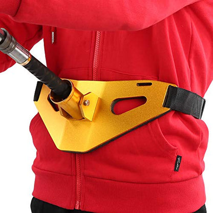 RiToEasysports Fishing Fighting Waist Belt,Aluminium Alloy Fishing Rod Pole Holder Stand Up Waist Fighting Belt for Fishing - color: Gold