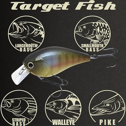 LUCKY CRAFT LC 2.5 Silent Crankbait Fishing Lures, 2-3/8” Squarebill Crankbait, Bass Lures, Floating 4ft Depth Hard Bait, Champion Freshwater Fishing Gear and Tackle Box Accessories - color: 269 BE Gill