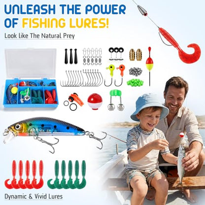 PLUSINNO Kids Fishing Pole, Telescopic Fishing Rod and Reel Combo, Fishing Gear Kit with Backpack, Tackle Box, Spincast Reel, Youth Toddler Fishing Poles for Boys Girls Age 3-5 5-10 - size: 4.92 ft