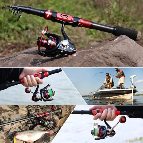 Sougayilang Fishing Pole with Spinning Reel Portable Fishing Rod Reel Combos - size: 2.7M/8.86FT Rod with 3000 Reel, style: Full Kits With Bag