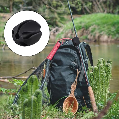 Blueweenly 12 Pcs Portable Silicone Fishing Pole Rod Holder Clips Fixed Ball 5 Holes Multifunctional Rubber Fishing Pole Puller Clips Bike Rod Holder Straps for Travel Ground Car Bike - color: Black