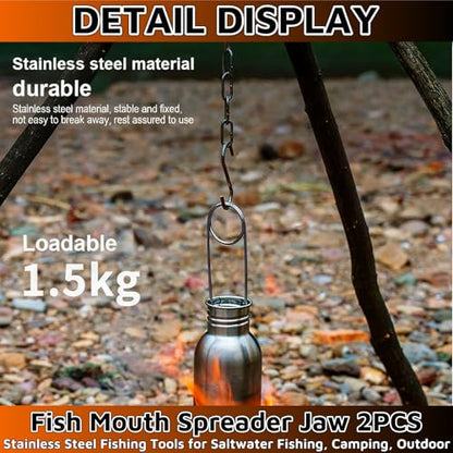2PACK Fish Mouth Spreader Jaw，6 Inch Water Bottle Hanger Hook Rack，Fish Mouth Jaw Spreaders Portable Fishs Hook Remover Tool Kit Stainless Steel Fishing Tools for Fishing Saltwater Camping Outdoor