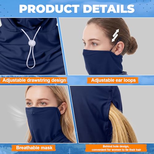Funtery 4 Pack Cooling Balaclava Face Mask UV Protection Breathable Full Head Hood for Men Women Cycling Fishing Motorcycle - color: Black, White, Navy Blue, Green
