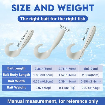 Eupheng Twist Tail Swimbait Fishing Lure, 2.3in/2.7in/4in/5.5in 100PCS Grub Saltwater Fishing Soft Bait Trailer for Bass Crappie Fishing - size: 4in(10cm)-10PCS-Red