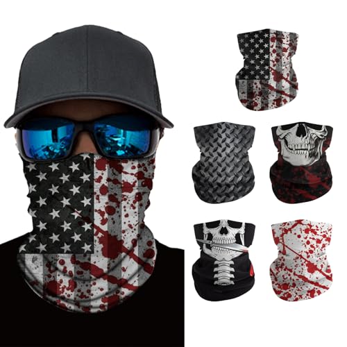 Breathable Neck Gaiter UPF 30+ Sun Protection Face Mask for Men & Women - color: 5pcs-blood