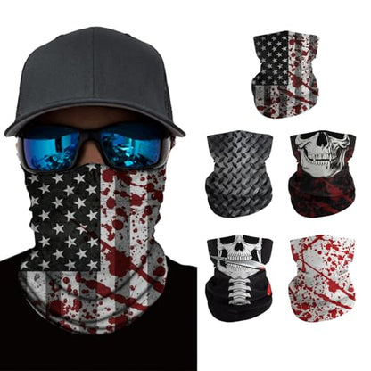 Breathable Neck Gaiter UPF 30+ Sun Protection Face Mask for Men & Women - color: 5pcs-blood
