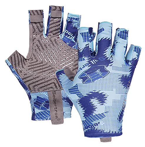 Seibertron S.P.S.G-2 UPF100+ Sun/UV Protection Fishing Adult & Youth Glove - color: blue, size: XL Youth