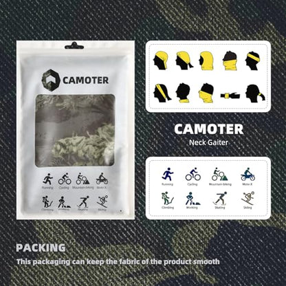 Camo Face Mask & Neck Gaiter - UV Sun Protection, Cooling for Men & Women - Hunting, Fishing, Cycling, Hiking - color: Camo D