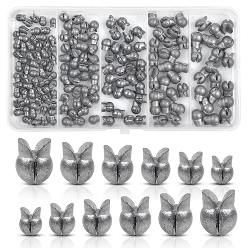 Split Shot Fishing Weights Sinkers Assortment Kit Removable Split Shot Sinkers Lead Weights Round Fishing Line Sinker Clip On Weights for Saltwater Freshwater Fishing - style: 170pcs/Kit