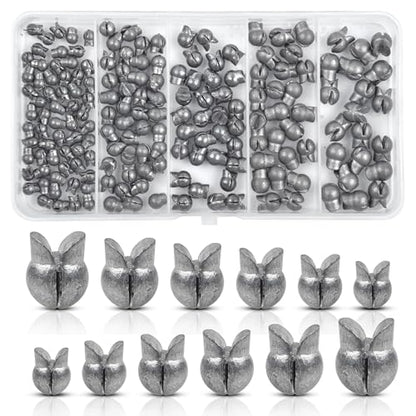 Split Shot Fishing Weights Sinkers Assortment Kit Removable Split Shot Sinkers Lead Weights Round Fishing Line Sinker Clip On Weights for Saltwater Freshwater Fishing - style: 170pcs/Kit