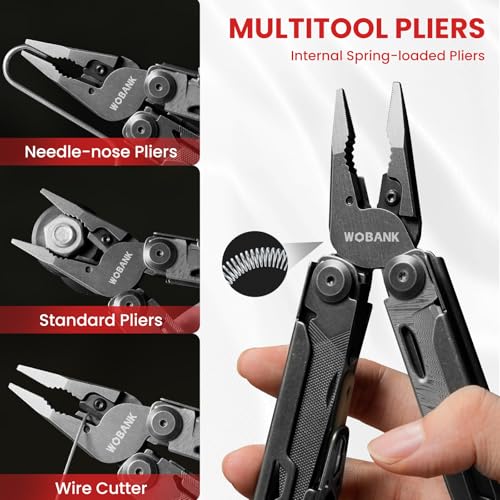 Multitool, 33-in-1 Stainless Steel Multi Tool Pliers with Screwdriver Sleeve, Damascus Pocket Knife, Nylon Sheath for Outdoor, Survival, Camping, Hiking, Simple Repair - size: 33-in-1