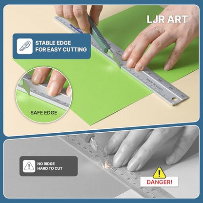 12 Inch Aluminum Cutting Ruler, Dual Scale Inch/Metric Measuring Tool with Precision Markings, Lightweight Straight Edge for Architects, Students, Engineers, and Designers