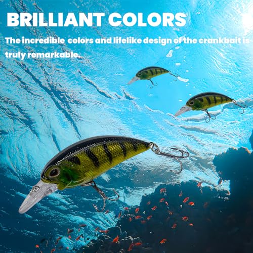 Bestac Fishing Lures Hard Bait Deep Diving Swimbait Crankbait Topwater Lures with Treble Hooks 3D Eyes for Bass Trout Freshwater and Saltwater Depth 1-1.5m Weight 14.5g - color: #5