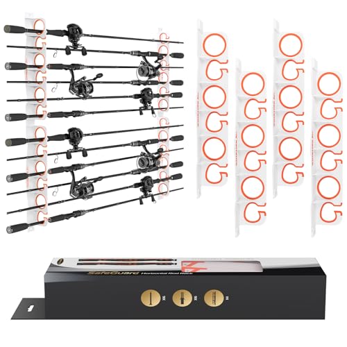 KastKing SafeGuard Fishing Rod Holder for Garage, Wall or Ceiling Mounted Fishing Rod Rack Storage Organizer, Fishing Pole Holder Holds 12 Rods or Combos in Less Than 36 Inches - color: D: White, 2 Pack(store 12 fishing rods or combos)