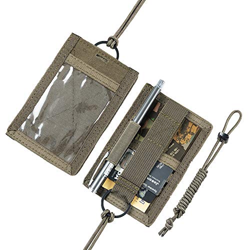 EXCELLENT ELITE SPANKER Tactical ID Card Holder Adjustable Neck Lanyard Key Ring Loop Patch Badge Holder and Credit Card Organizer (Ranger Green) - color: Ranger Green
