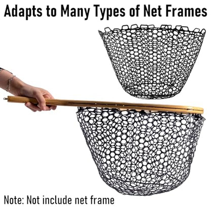 Alwonder Fishing Nets Silicone Replacement Netting, Clear Black Fly Ice Fishing Net Landing Kayak Nets Without Handle for Freshwater Saltwater Foldable Soft Flexible Trout Net Silicone Mesh - color: Black, size: 5040