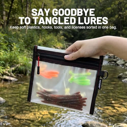 Goture Waterproof Fishing Lure Bags, Soft Plastic Tackle Organizers | Clear Fishing Bait Storage Pouches for Freshwater & Saltwater, Heavy Duty Fishing Gear Pouches for Jig, Worm, Swimbait