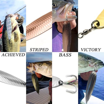 Magnum Flutter Spoon Deep Sea Jigging Fishing Lures, 7.5-9 Inch Large Hard Metal Sinking Trolling Casting Striper Fishing Spoon Baits for Striped Bass, Salmon, Walleye, Saltwater, Freshwater - color: B3 - 7.5" Classic - Rose Gold