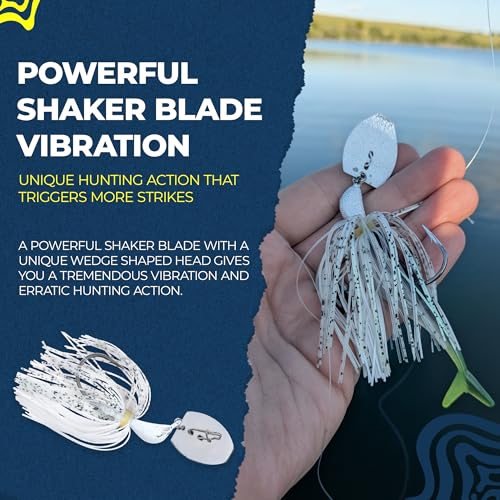 Sidewinder Bladed Jigs for Bass Fishing 1/2 Oz and 3/8 Oz | 2 and 5 - Pack | Fishing lures with 5/0 bladed jig head, vibrating shaker blade, low-column action, lifelike baitfish profile & skirt colors - size: 1/2 oz ( Pack of 5 )