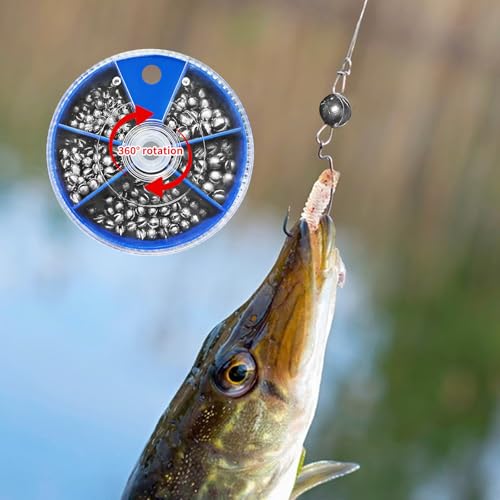 Split Shot Fishing Weights Sinkers, Fishing Split Shot Weights, Removable Split Shot Sinkers for Fishing Line, Round Dispenser Box for Bass Trout Crappie Panfish