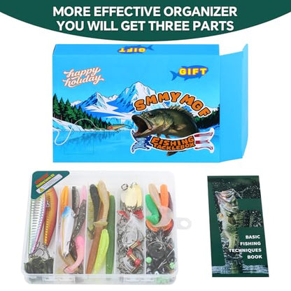 Fishing Tackle Box Kit with Fishing Techniques Book,142Pcs Lures Set Including Plugs,Spoon,Hooks, and Accessories,Saltwater & Freshwater Gear for Bass,Trout, Salmon. (142pcs Fishing Tackle Box) - color: 142pcs Fishing Tackle Box