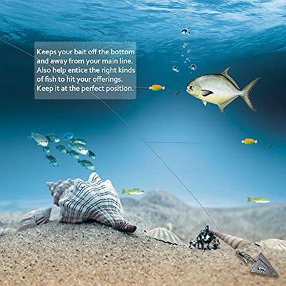 Dovesun 220/104/80/60/54/52/42pcs Pompano Rig Floats for Surf Fishing Foam Bobbers for Fishing Fly Fishing Bobbers Floats Bright Color Kit/Round/Cylindrical/Heart/Bullet/Pill/Spin Shape - color: Bullet-54pcs