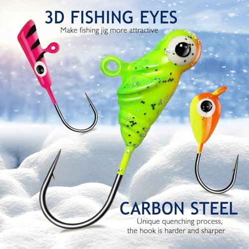 Dovesun Fishing Kit Ice Fishing Jigs Ice Fishing Lures Walleye Fishing Lures Crappie Jigs 135pcs/58pcs/45pcs/34pcs/30pcs/8pcs - color: A-Ice fishing jigs 58pcs