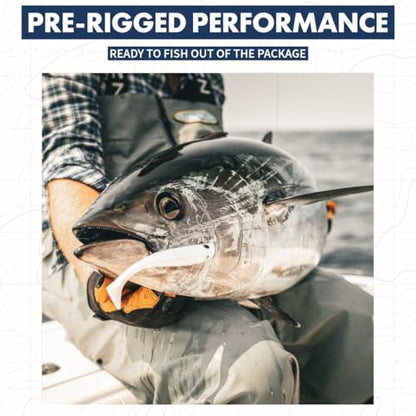 Hogy Protail Paddle Pre-Rigged Swimbait Saltwater Fishing Lure VMC Hook | Pre-rigged paddle tail swimbait with VMC Barbarian hook for Striped Bass, Bluefish, Snook, Tarpon & Tuna. - color: Olive, size: 6.5"/4oz